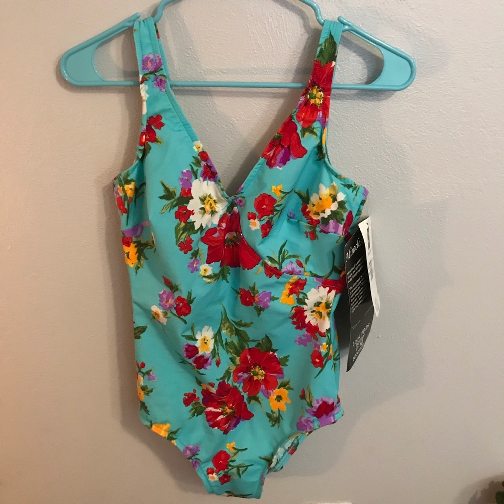 Miracle suit one piece bathing suit floral